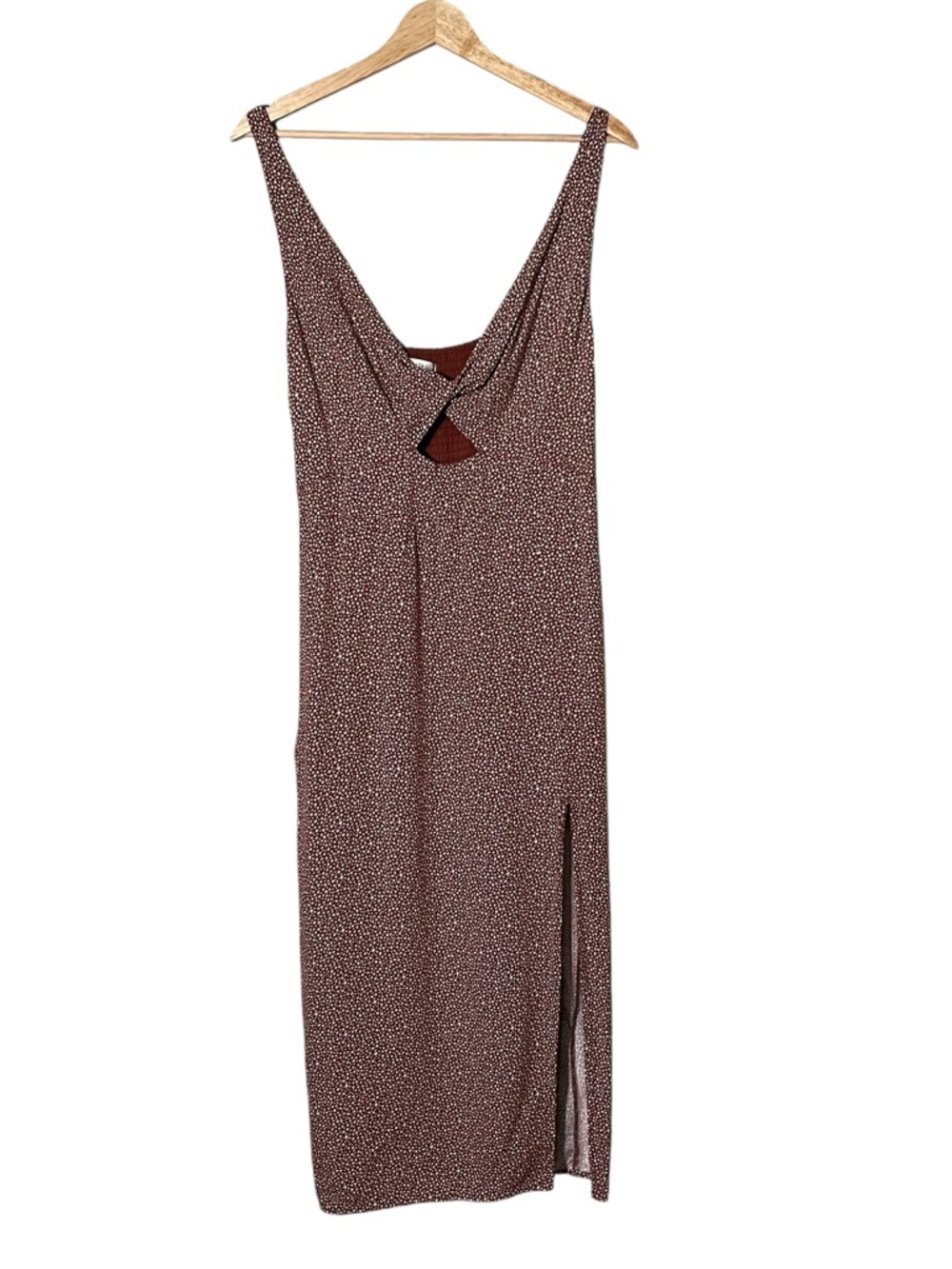 Abercrombie & Fitch Brown Dot Midi Slip Dress